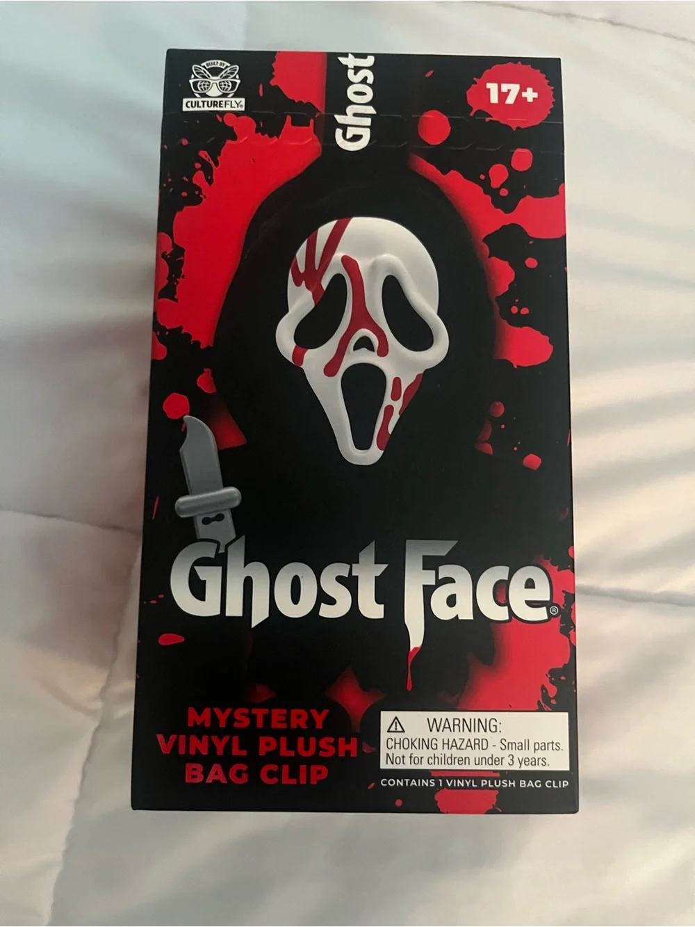 Ghost Face Mystery Vinyl Plush Bag Clip - Black & Red by ClutureFly